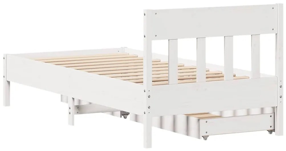 Cama sem colchão 90x190 cm madeira de pinho maciça branco