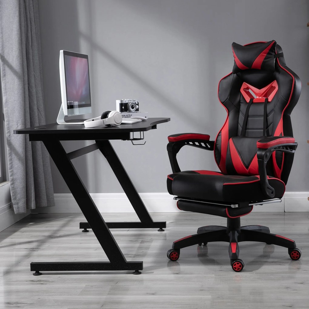 Secretária tipo gaming mesa de escritório com suporte para copos gancho e pés ajustáveis 120x65x74,5 cm preto