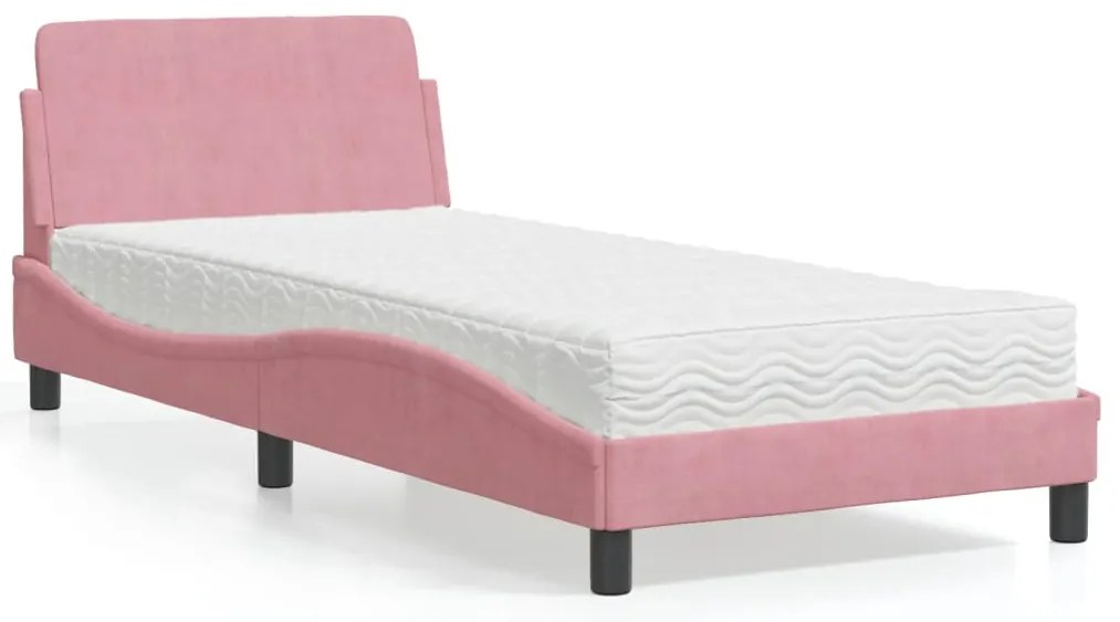 Cama com colchão 80x200 cm veludo rosa