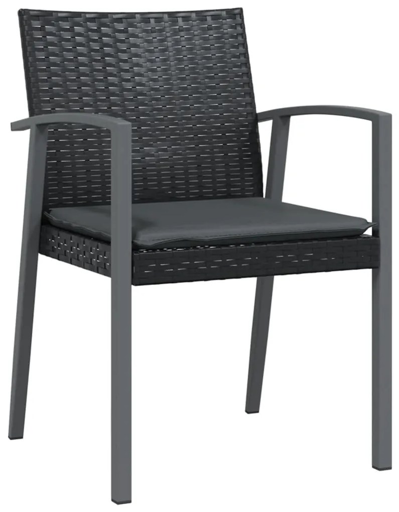 7 pcs conjunto de jantar p/ jardim c/ almofadões vime PE e aço