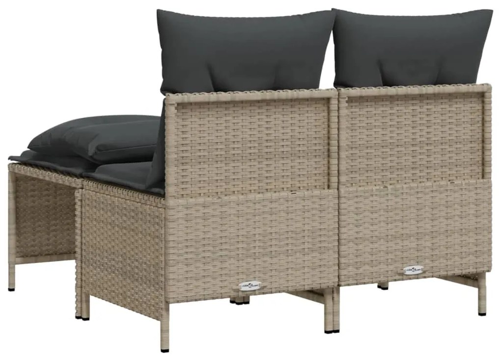 4 pcs conj. sofás jardim c/ almofadões vime PE cinzento-claro