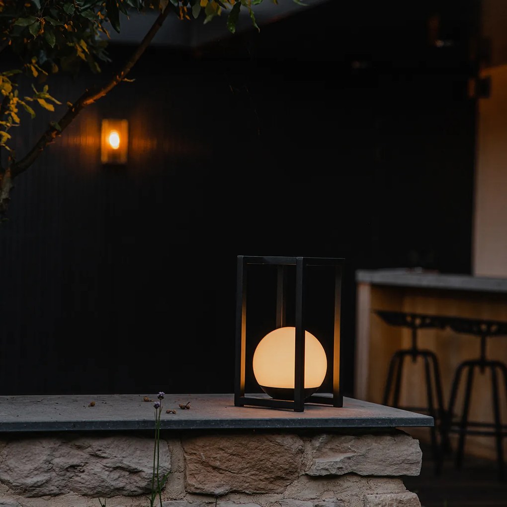 Conjunto de 2 candeeiros de mesa exteriores pretos com toque recarregável - Nowi