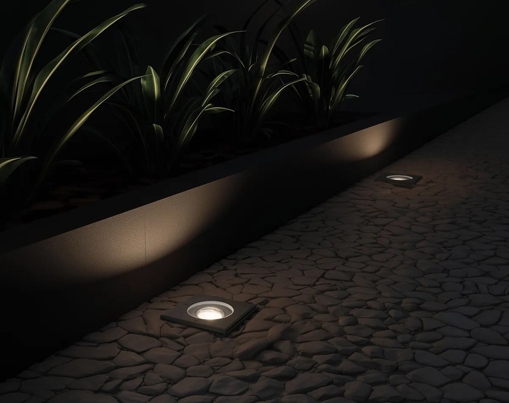 Conjunto de 4 projetores de chão para exterior preto quadrado ajustável IP65 - Delux