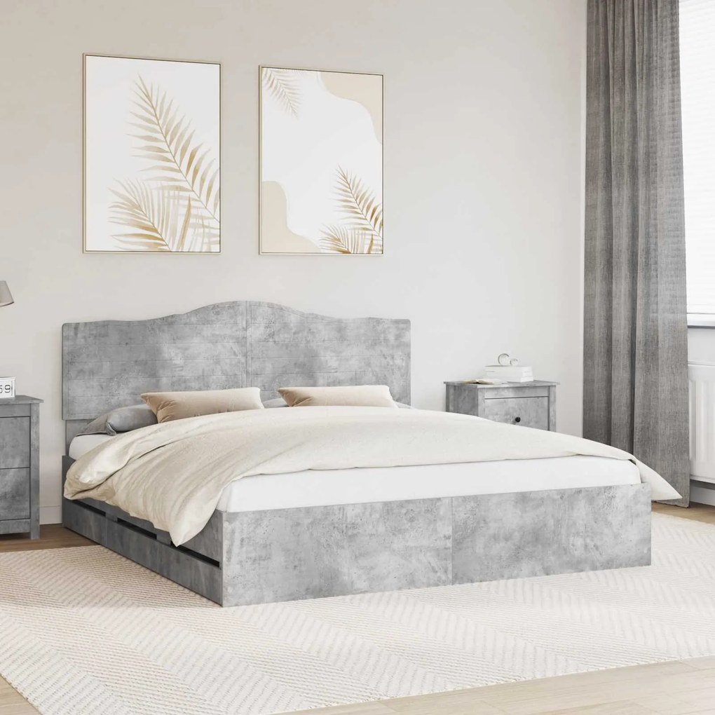 vidaXL Estrutura da Cama Cinzento 200 x 200 cm Madeira de Engenharia