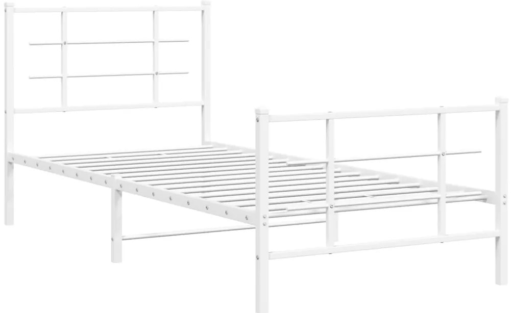Estrutura de cama com cabeceira e pés 90x200 cm metal branco