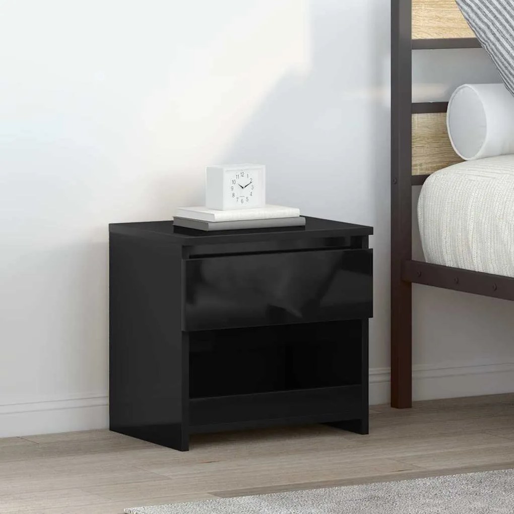 vidaXL Mesas de cabeceira 2 pcs 40x30x39 cm contrapl. preto brilhante
