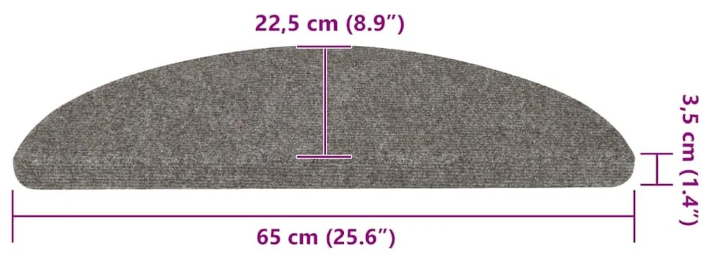 Tapetes de escada adesivos 20 pcs 65x22,5x3,5 cm cinzento
