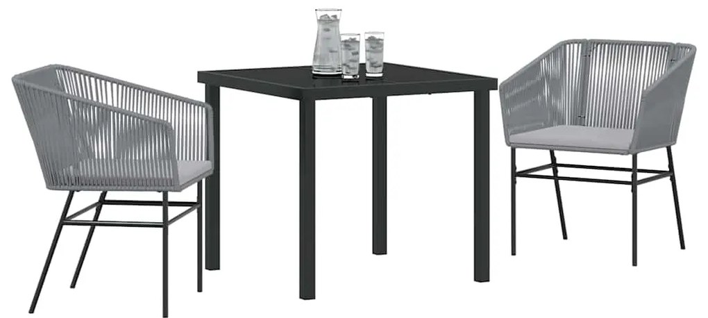 Conjunto de Jantar de Jardim com Almofadas em Rattan Sintético Cinza -