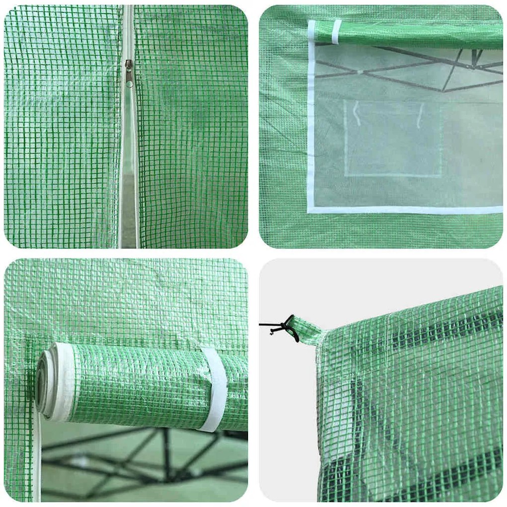 Estufa com telhado Manual Verde 290 x 290 x 315 cm Aço