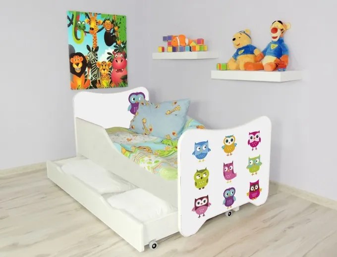CAMA INFANTIL CRIANÇAS C/ GAVETA E OFERTA COLCHÃO ESPUMA HAPPY KITTY CORUJA 140x70