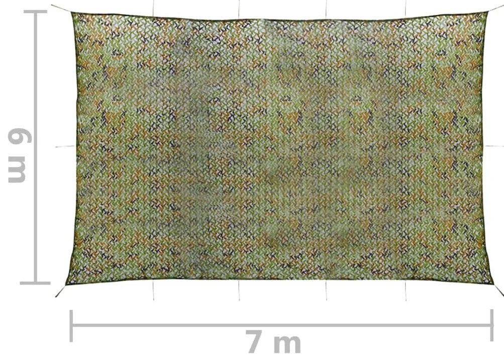 Rede de camuflagem com saco de armazenamento 6x7 m verde