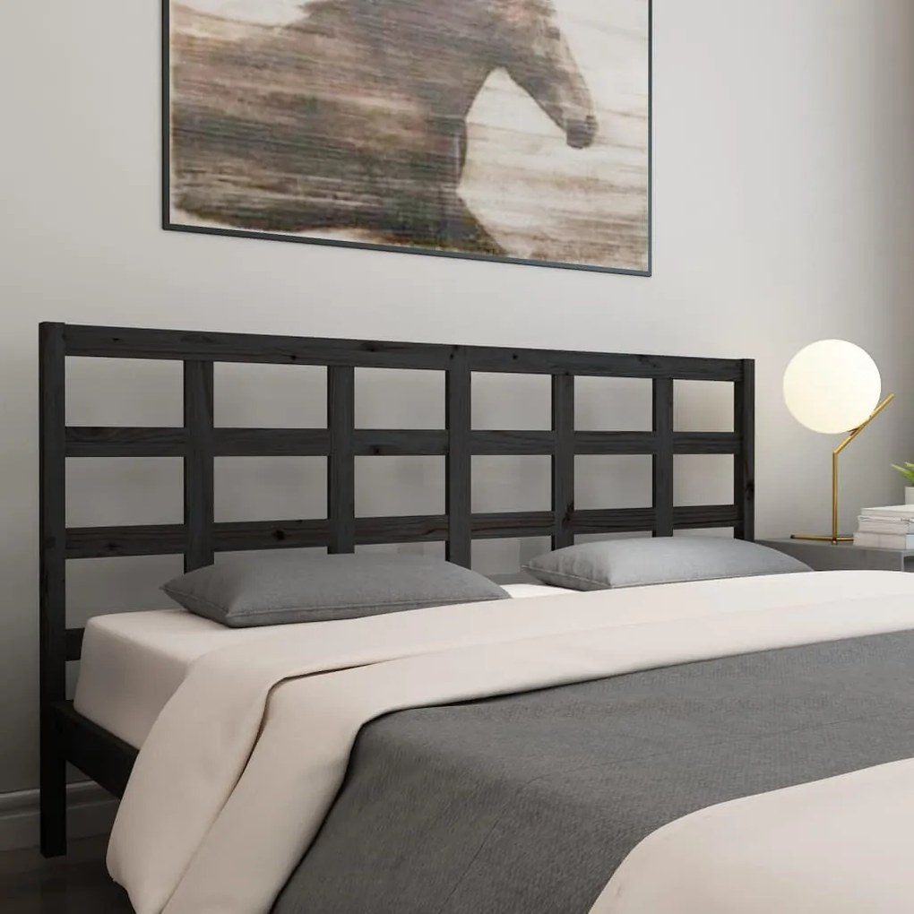 Cabeceira de cama 205,5x4x100 cm pinho maciço preto