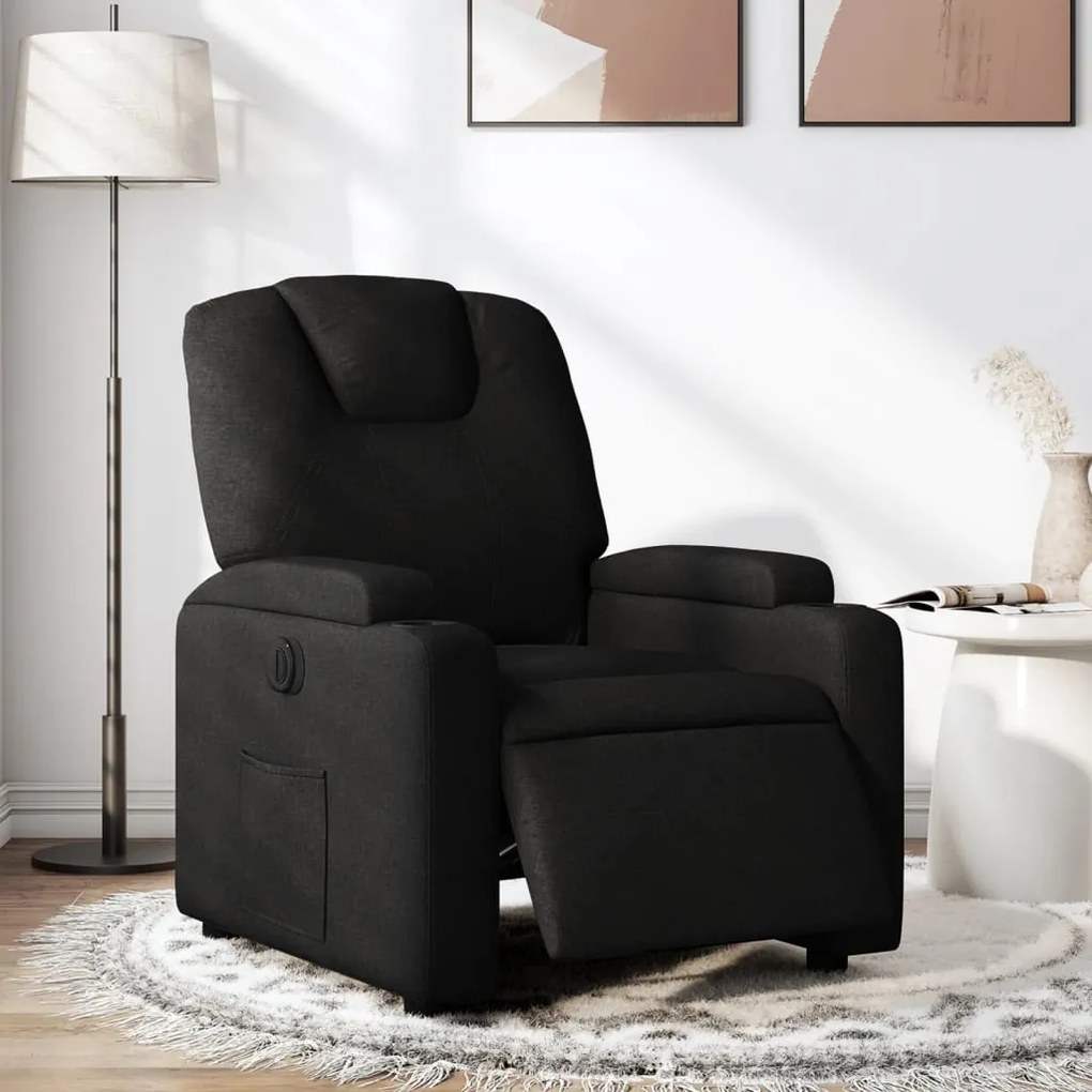 vidaXL Poltrona elétrica reclinável tecido preto