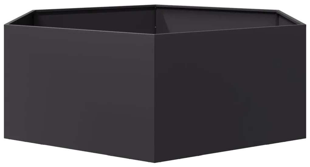 Vaso/floreira de jardim hexagonal 138x120x45 cm aço preto