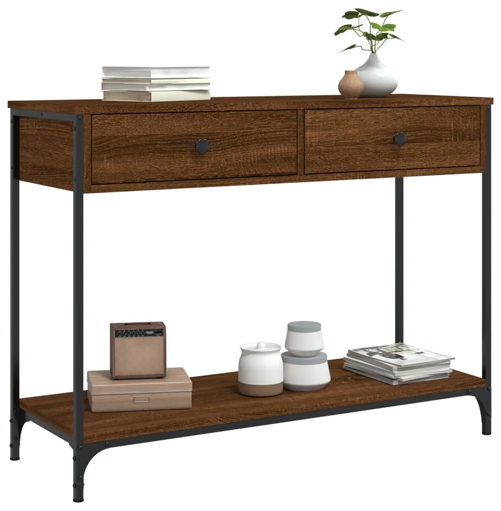 Mesa consola 100x34,5x75 cm derivados madeira carvalho castanho