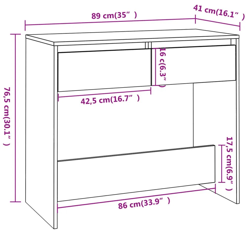 Mesa consola 89x41x76,5 cm derivados de madeira carvalho sonoma