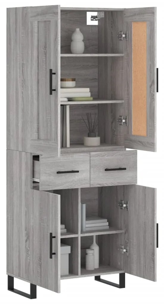 Armário alto 69,5x34x180 cm derivados de madeira sonoma cinza