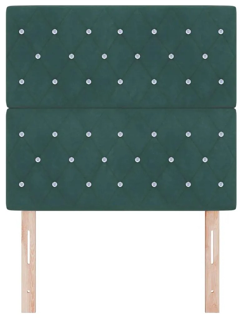 Cabeceira LED Verde Escuro 90 cm em Veludo