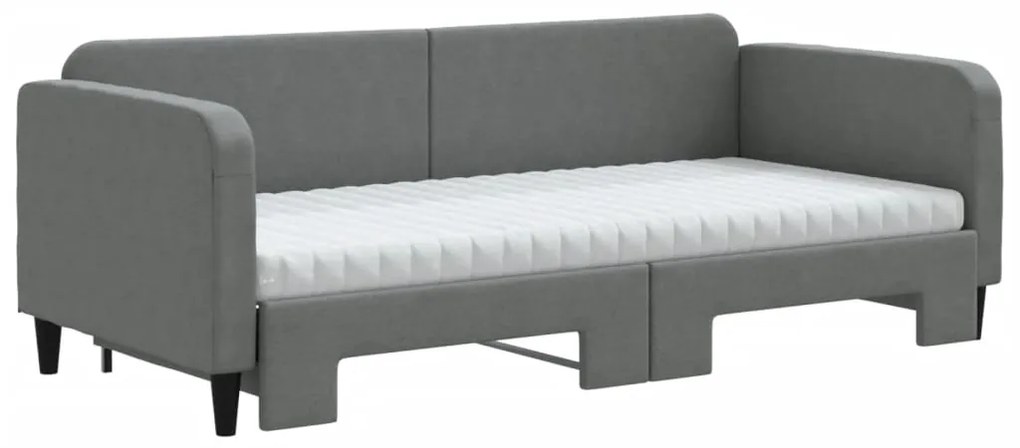 Sofá-cama c/ gavetão e colchões 90x190cm tecido cinzento-escuro