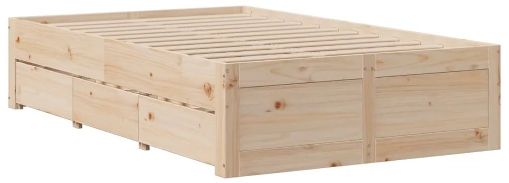 Cama sem colchão com gavetas 135x190 cm madeira de pinho maciça
