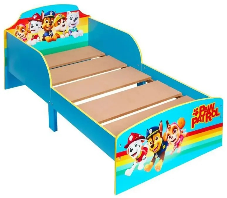 Cama infantil Patrulha Pata para crianças com colchão e almofada 140 x 70 cm AZUL VERMELHA