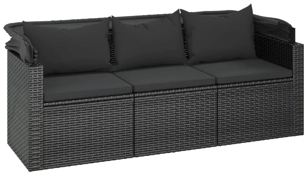4 pcs conjunto de sofás para jardim c/ almofadões vime PE preto