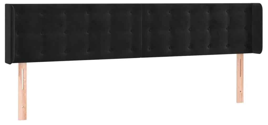Cabeceira de cama c/ luzes LED veludo 163x16x78/88 cm preto