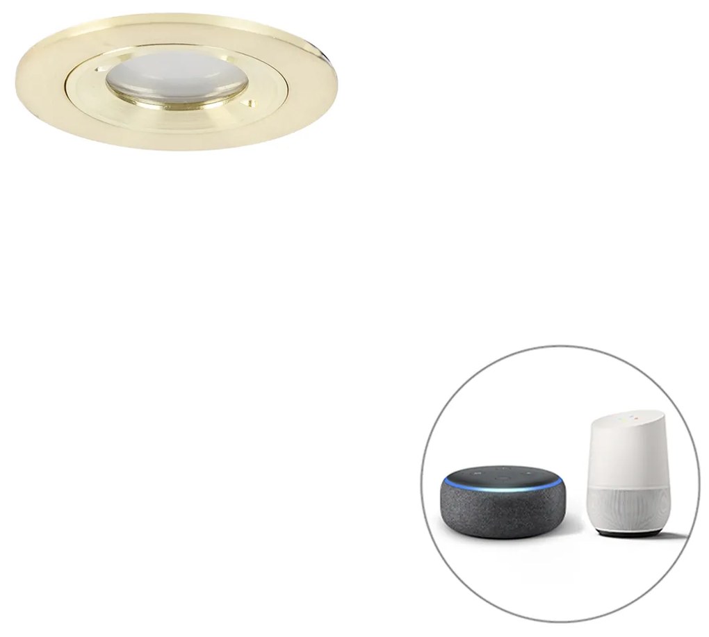 LED Spot inteligente embutido dourado redondo IP44 incluindo WiFi GU10 - Xena Moderno