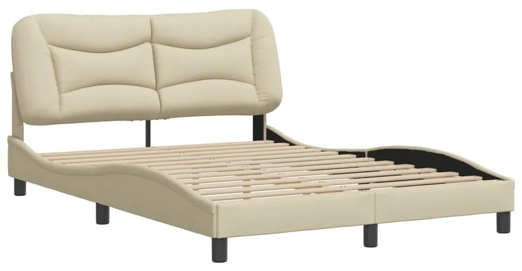 Estrutura de cama sem colchão 120x200 cm tecido cor creme