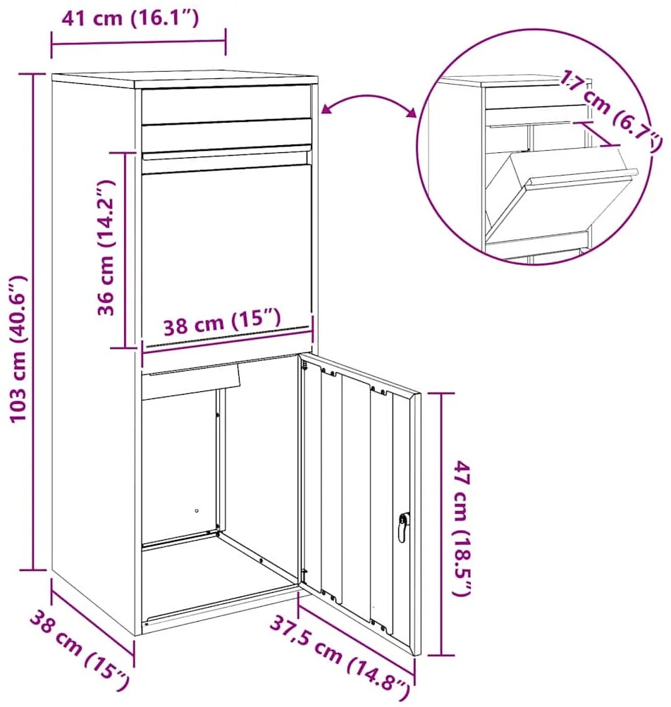 Caixa para entrega de pacotes Preto 41 x 38 x 103 cm