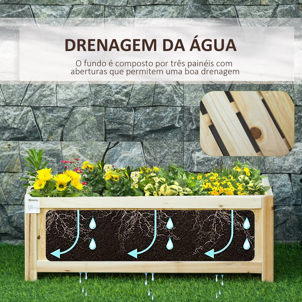 Floreira de Madeira Dobrável 70x30x25 cm – Canteiro Elevado para Culti
