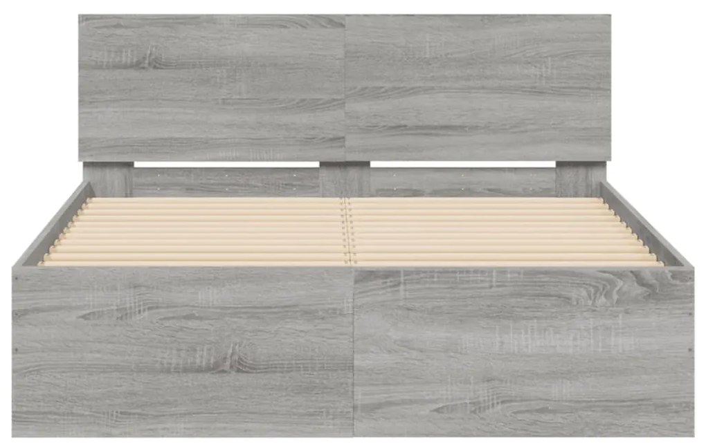 Estrutura de cama com cabeceira 120x200 cm cinzento sonoma
