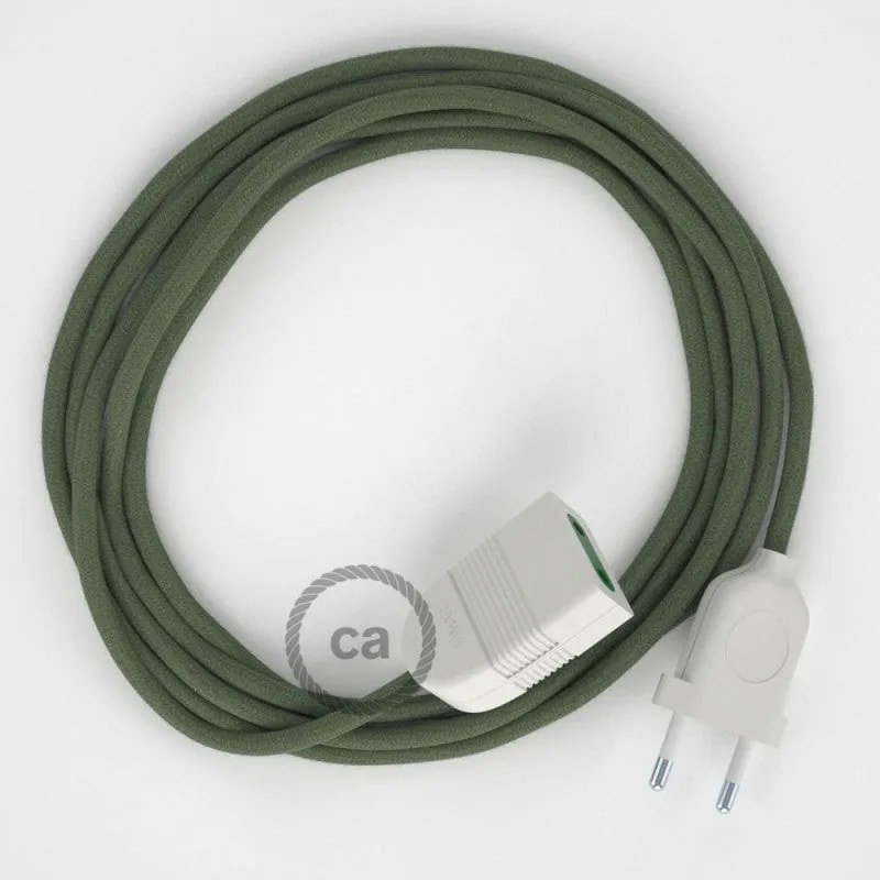 Cabo extensão em Algodão Verde Cinza RC63 2P 10A. Fabricado em Itália.