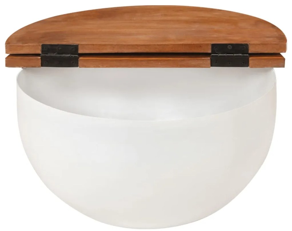 Mesa de centro 50x27 cm madeira recuperada maciça branco