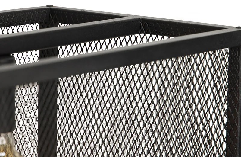 Candeeiro de suspensão industrial preto 118 cm com malha 4 luzes - Cage Industrial