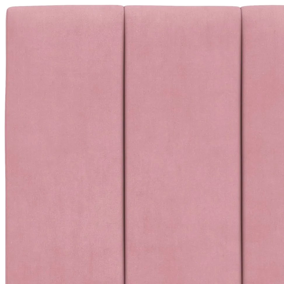 Estrutura de cama c/ cabeceira 90x200 cm veludo rosa