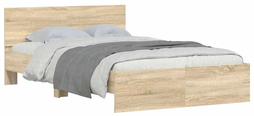 Estrutura de cama com cabeceira 135x190 cm carvalho sonoma