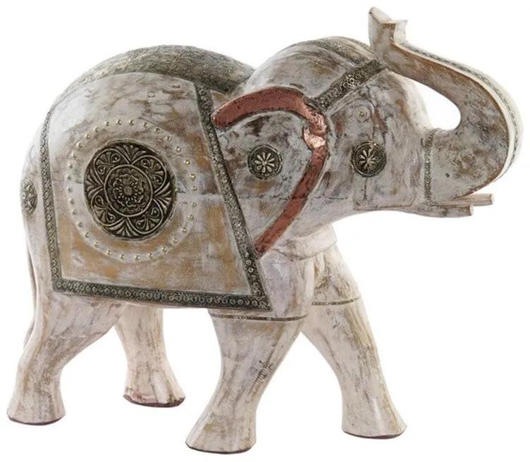 Figura Decorativa DKD Home Decor Latão Madeira de mangueira Elefante (51 x 20 x 45 cm)