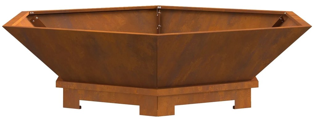 Fogueira Hexagonal vidaXL 100x100x28 cm Aço Envelhecido
