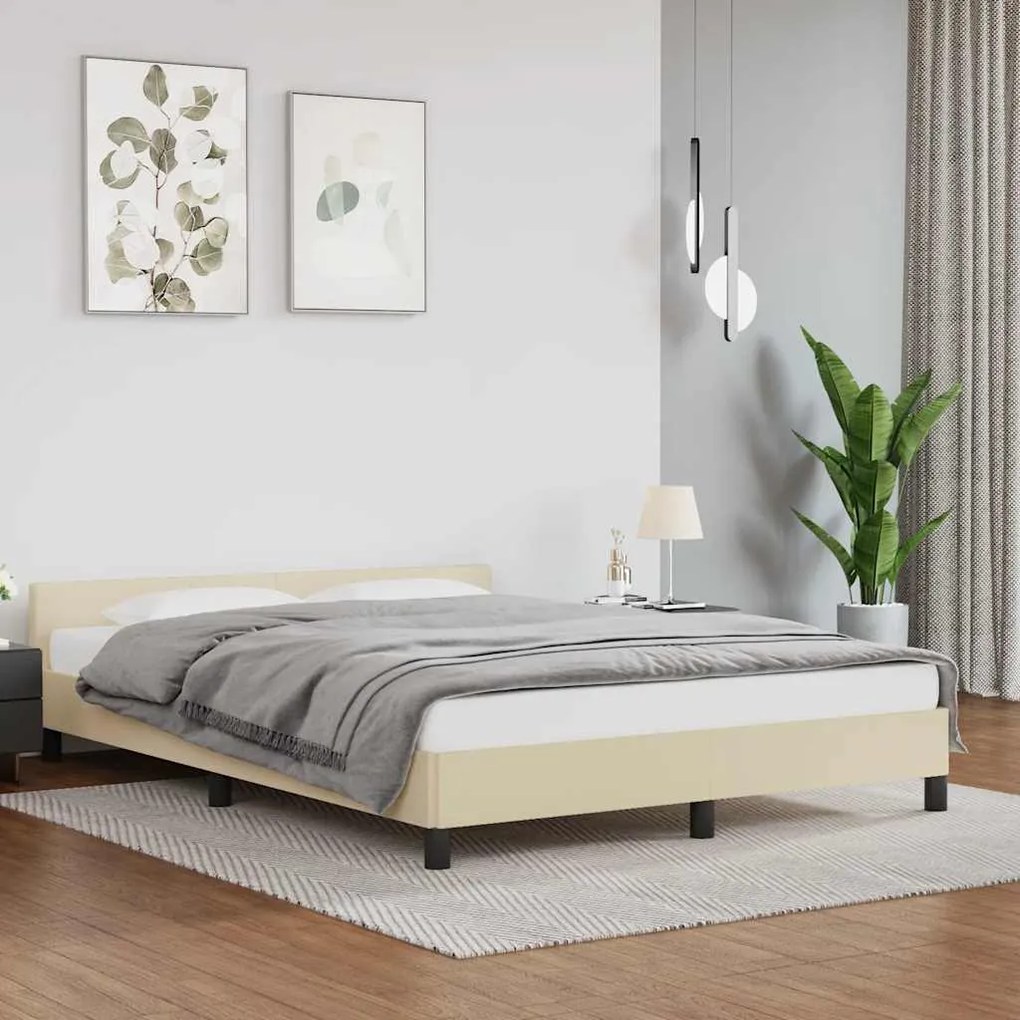 Estrutura cama c/ cabeceira sem colchão 140x200 cm creme