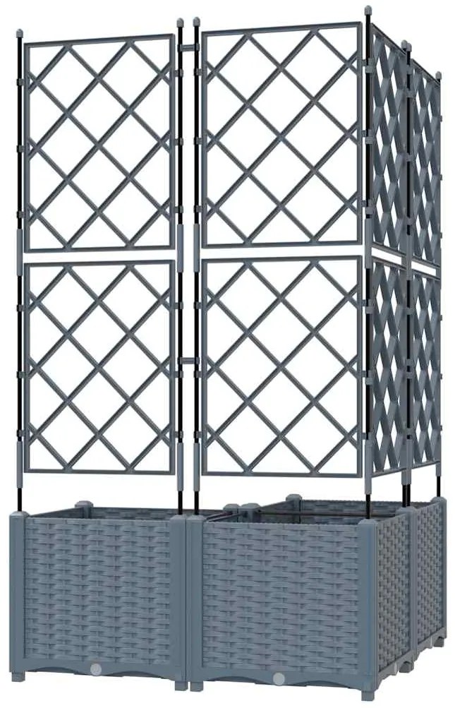 Jardineira de Jardim com Treliça 3 pcs Cinza Claro 80x80x143 cm