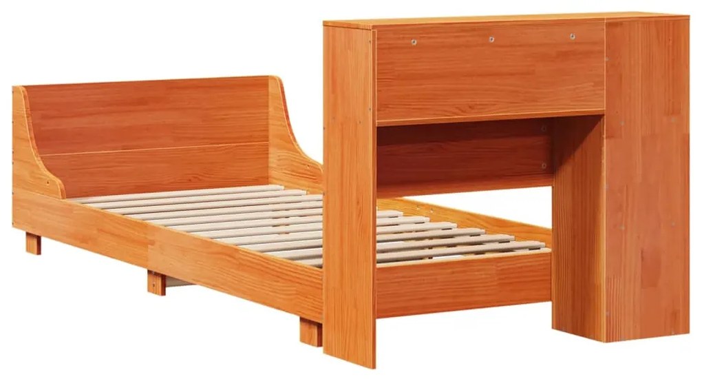 Cama sem colchão 75x190 cm madeira de pinho maciça castanho-mel