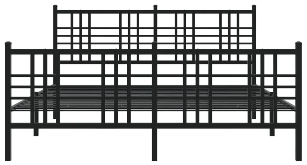 Estrutura de cama com cabeceira e pés 150x200 cm metal preto
