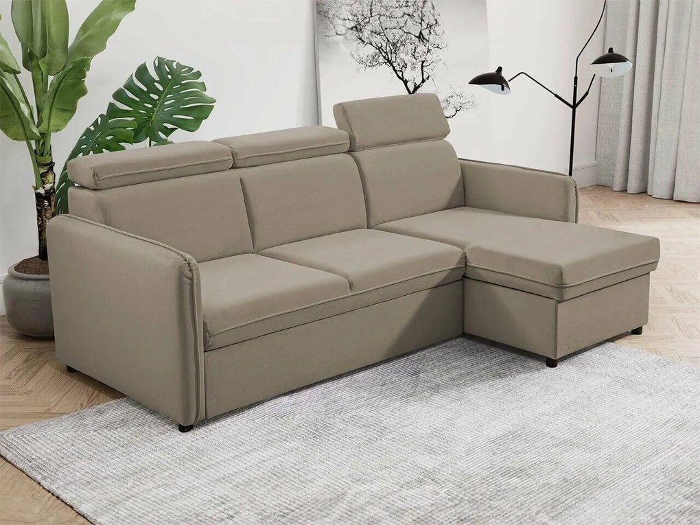 Sofá de canto Temple 127, Cama com arrumação, 220x140x84cm, 109 kg, Pernas: Plástico