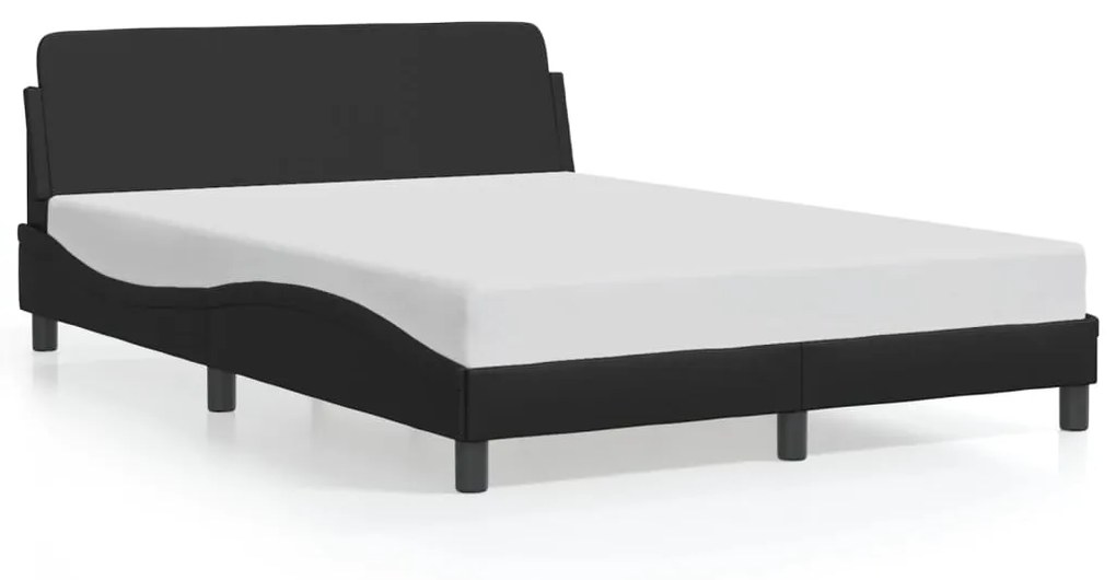 Estrutura cama c/ cabeceira 140x190 cm couro artificial preto