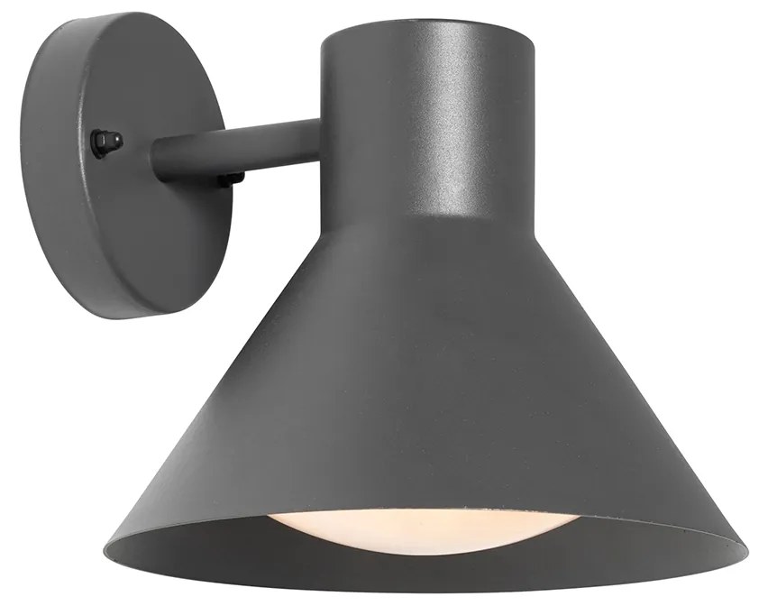 Candeeiro de parede exterior industrial cone cinzento escuro IP44 - Natas Industrial