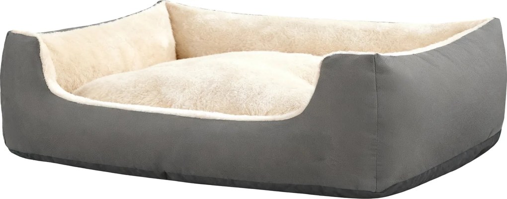 Cama para cães ou gatos 85 x 65 x 21 cm, com almofada reversível removível cinza-bege