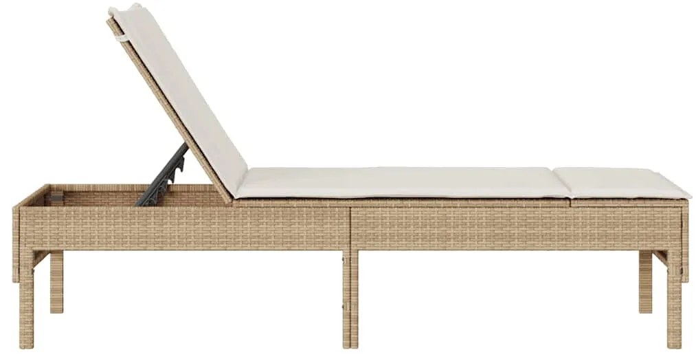Espreguiçadeira com almofadão 55x200x44cm vime PE bege