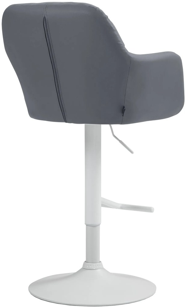 Banco de bar Natoma em couro sintético com estrutura branca 97-118 x 57 x 59 cm Cinzento