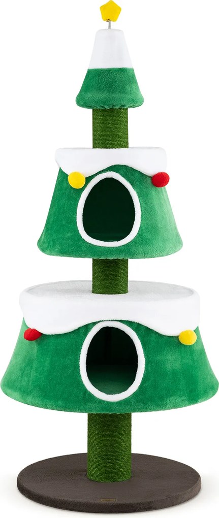 Árvore para Gatos Altura: 156, Design de Natal com Cinco Níveis, Verde
